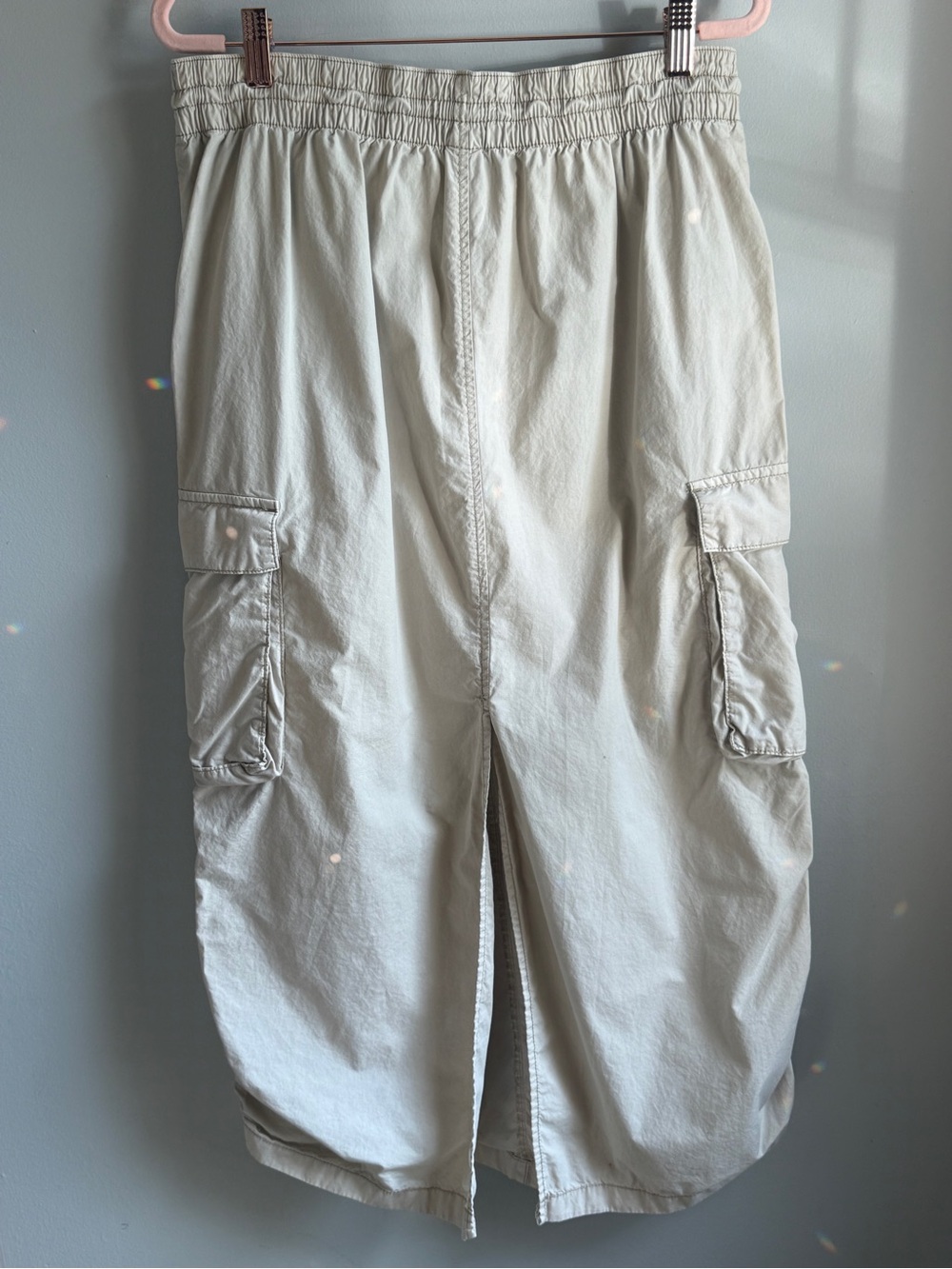 Garage 100% Cotton Light Tan Parachute Cargo Maxi Skirt Y2K Utility - Picture 10 of 14